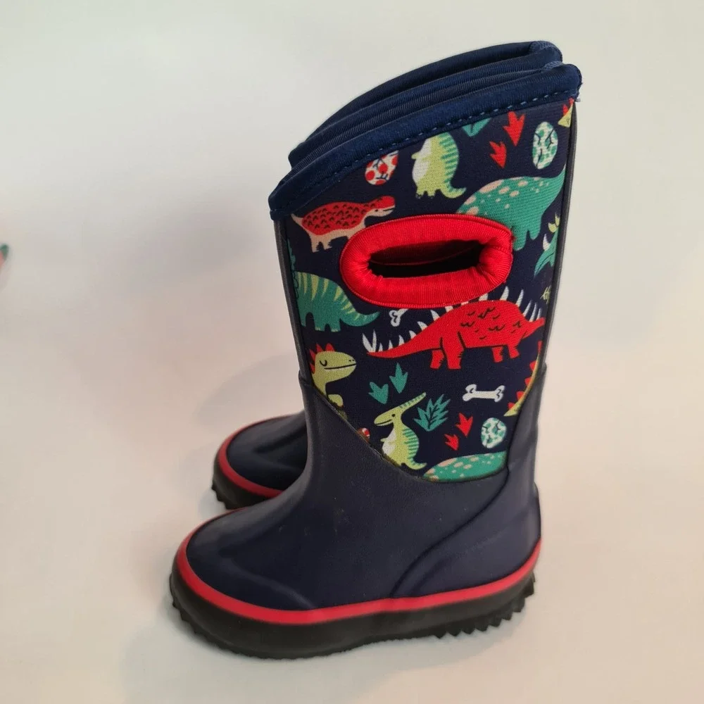 Lone Cone Dinosaur Print Kids Mud Boots Waterproof Toddler Size 4T Navy‎ Blue